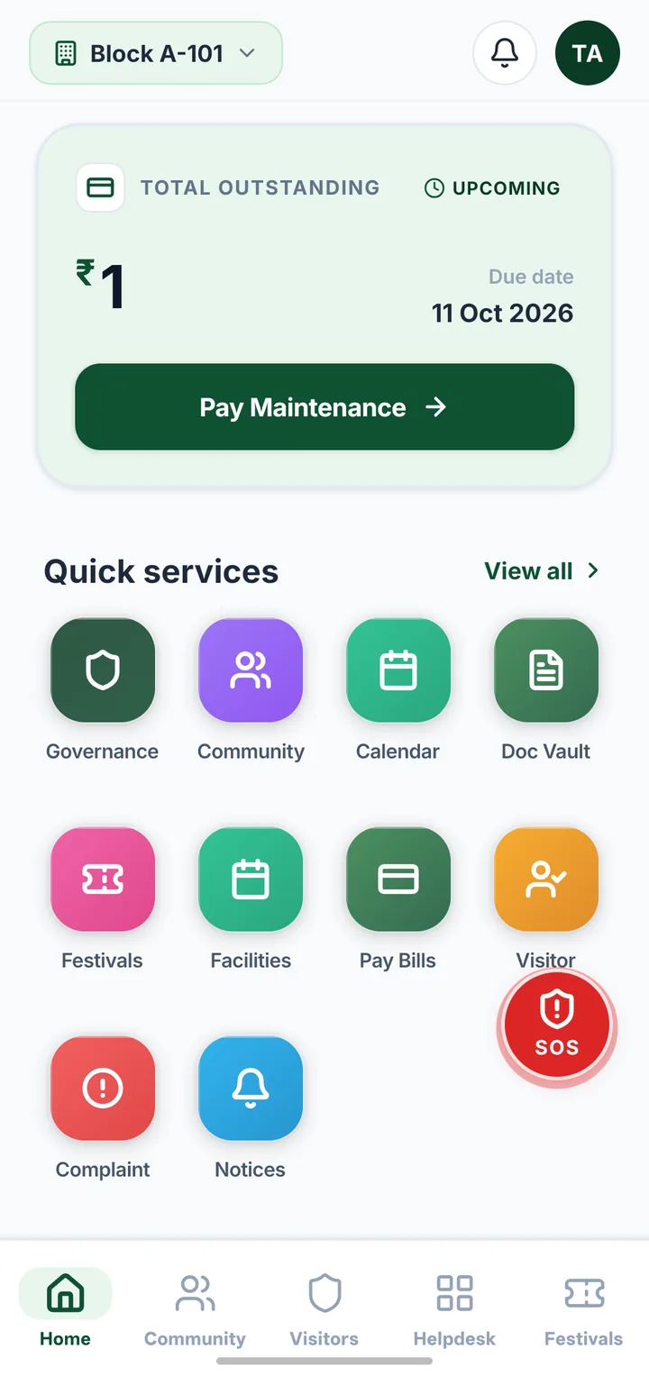 Resident app — home